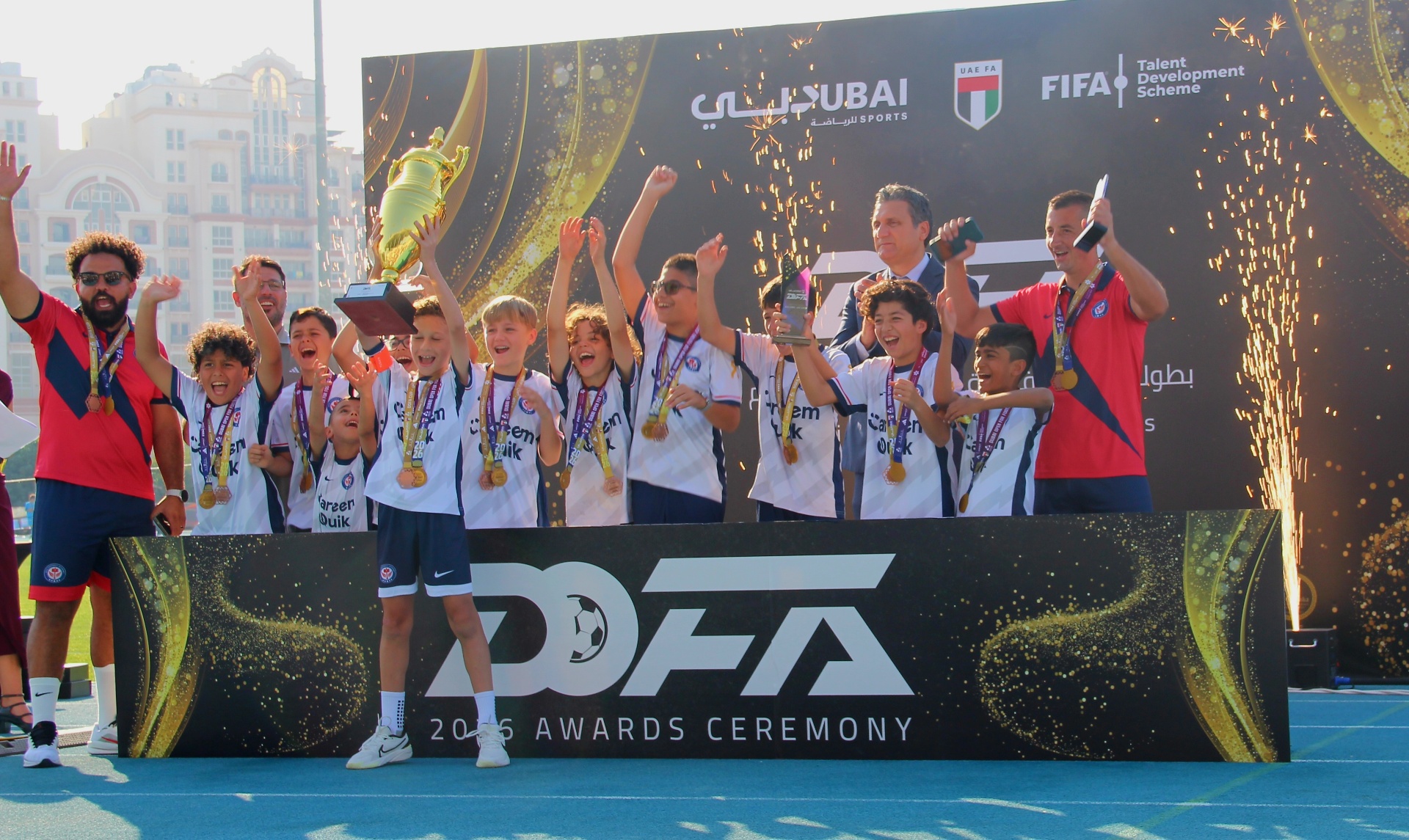 EPIC players celebrating with a trophy after a tournament win in Dubai